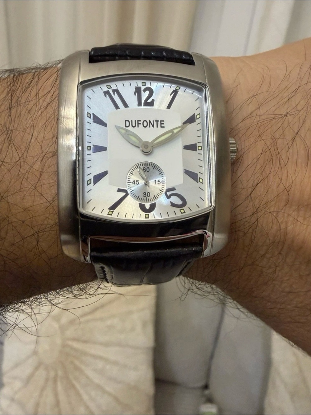 Vintage Dufonte by Lucien Piccard Men's Watch 83029SLB Tonneau Quartz 34-44mm